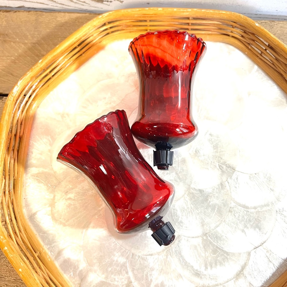 COPY - Vintage red glass candle sconce holder replacement decor